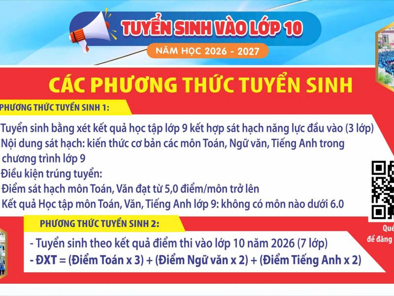 🎓 THÔNG BÁO TUYỂN SINH VÀO LỚP 10, NĂM HỌC 2026 – 2027